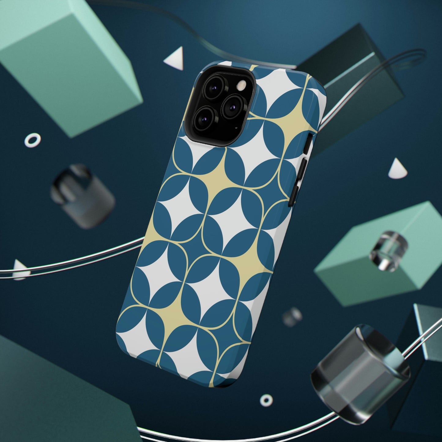 Geometric Blue Print Impact-Resistant Cases