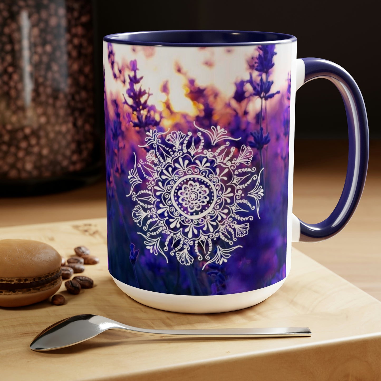 Sunrise Lavander  Two-Tone Coffee Mugs, 15oz