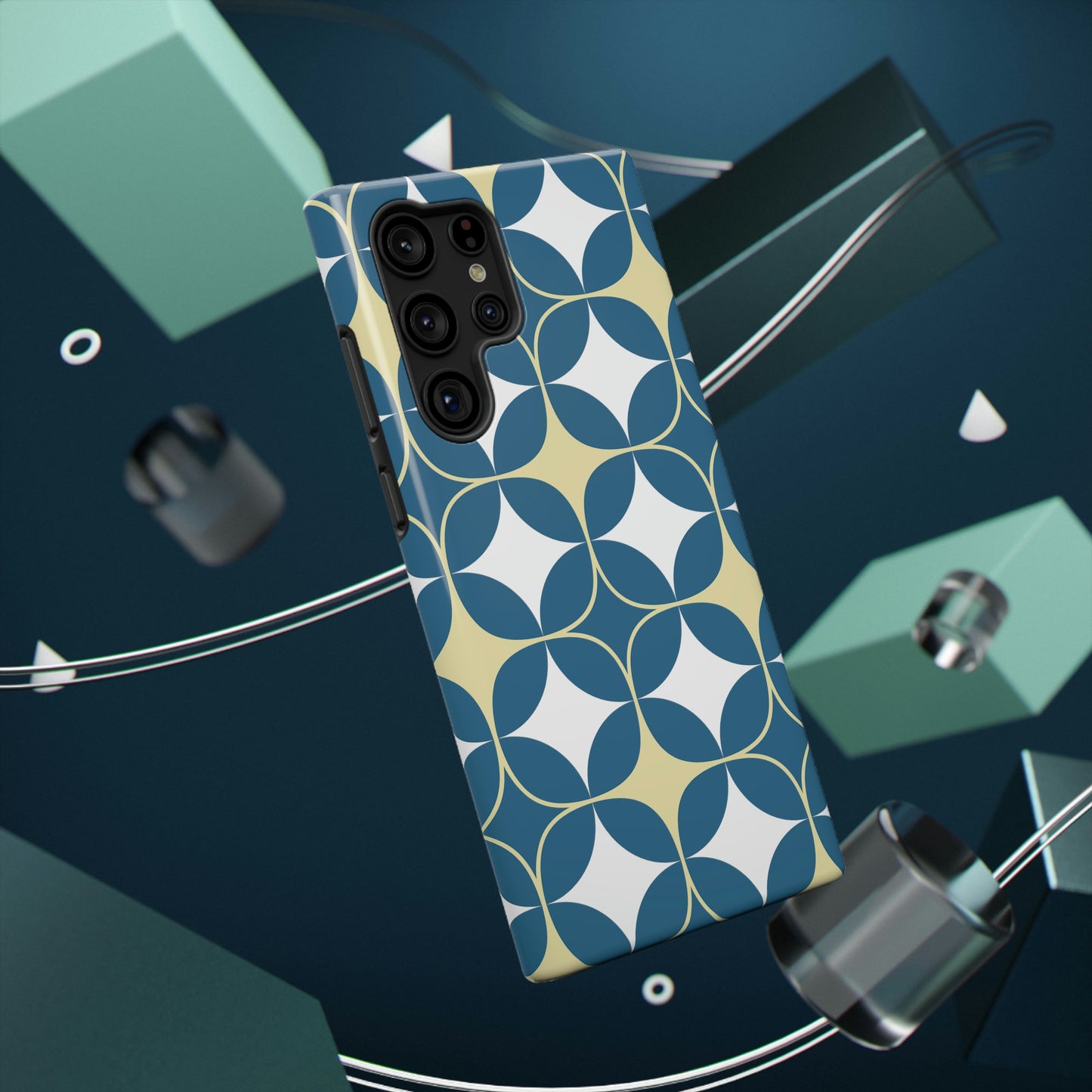 Geometric Blue Print Impact-Resistant Cases