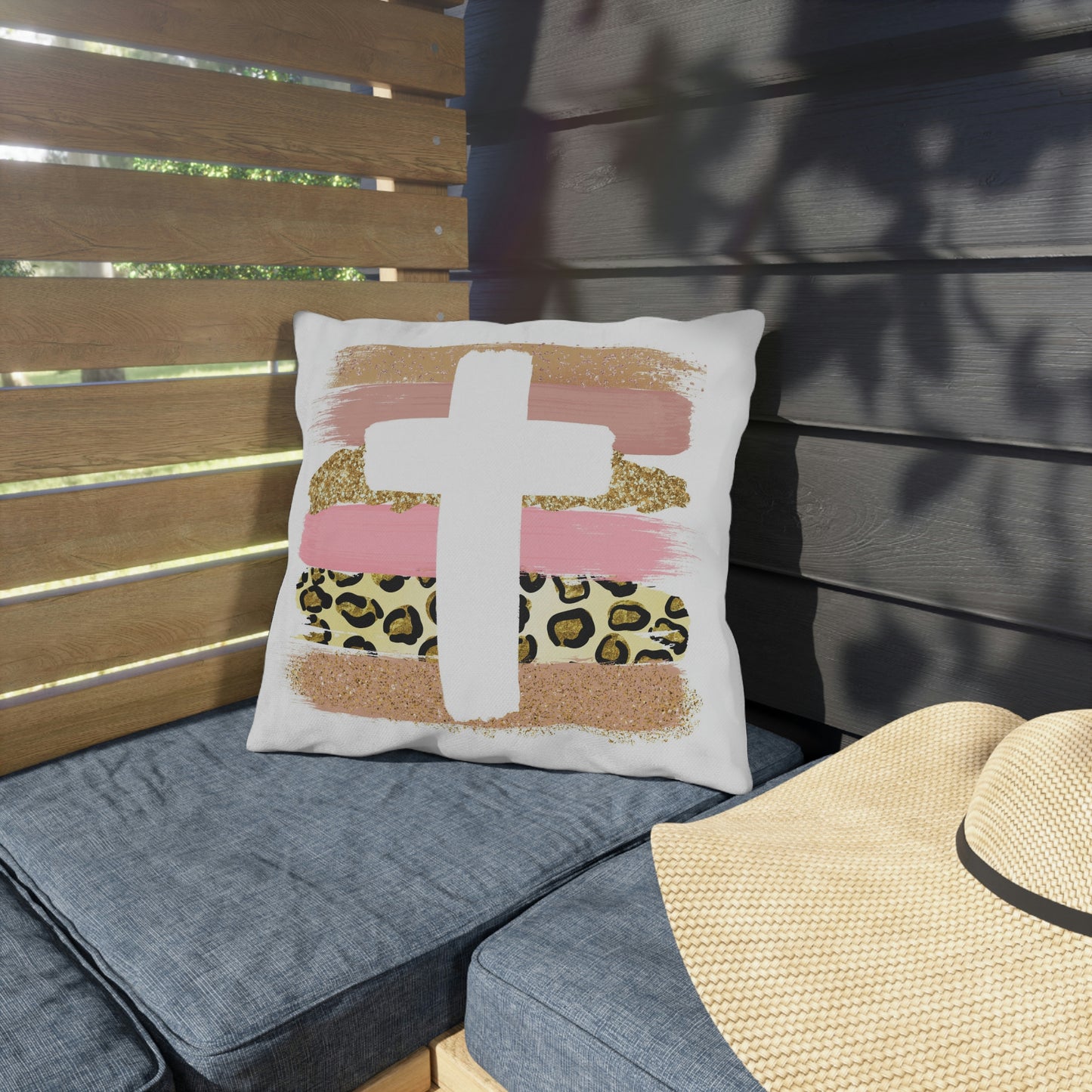 Leopard Print Cross, Outdoor Pillows