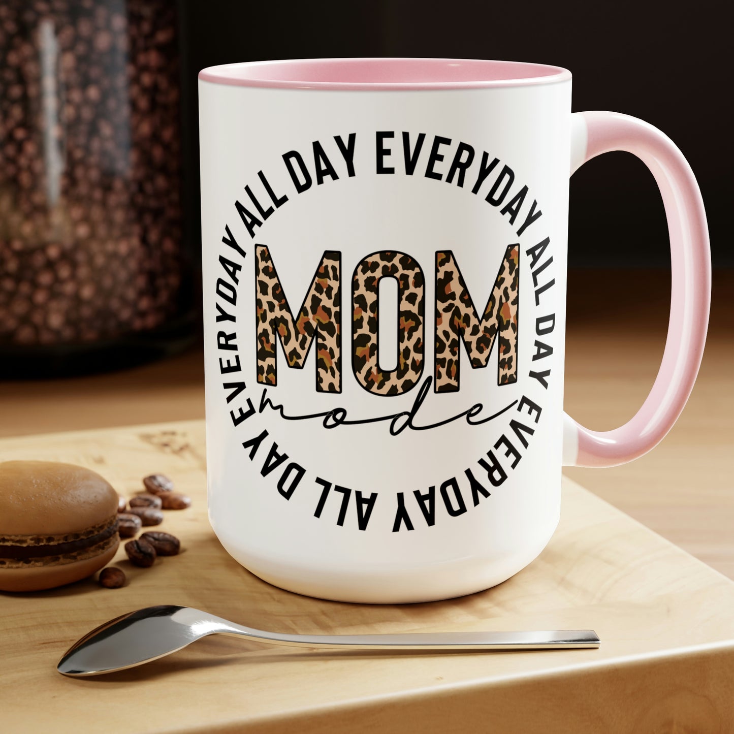 Mom Mode All Day Everyday Two-Tone Coffee Mugs, 15oz