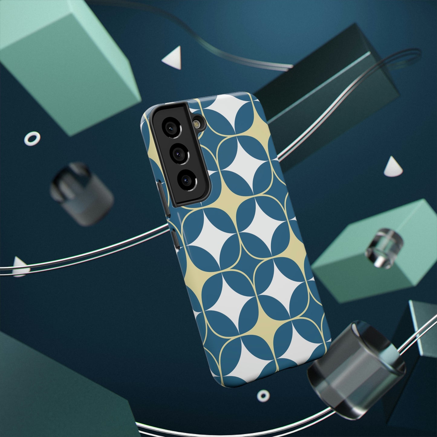 Geometric Blue Print Impact-Resistant Cases