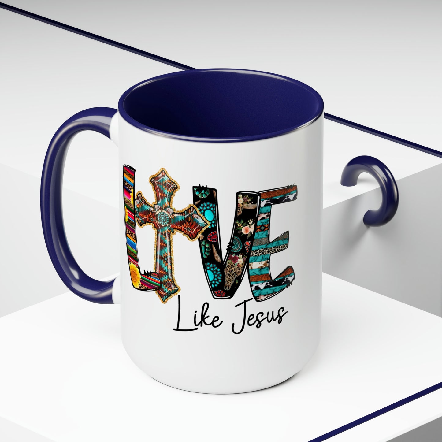 Live Like Jesus Two-Tone Coffee Mugs, 15oz