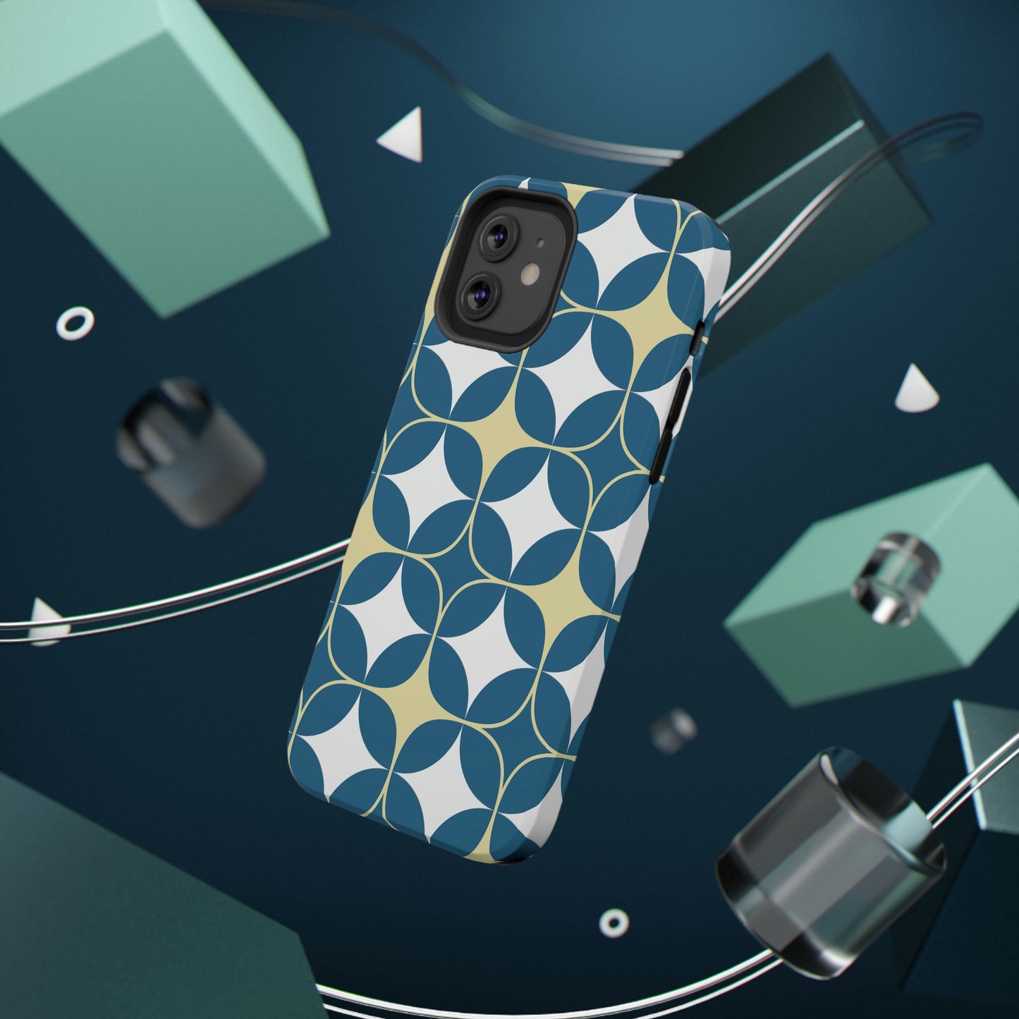 Geometric Blue Print Impact-Resistant Cases