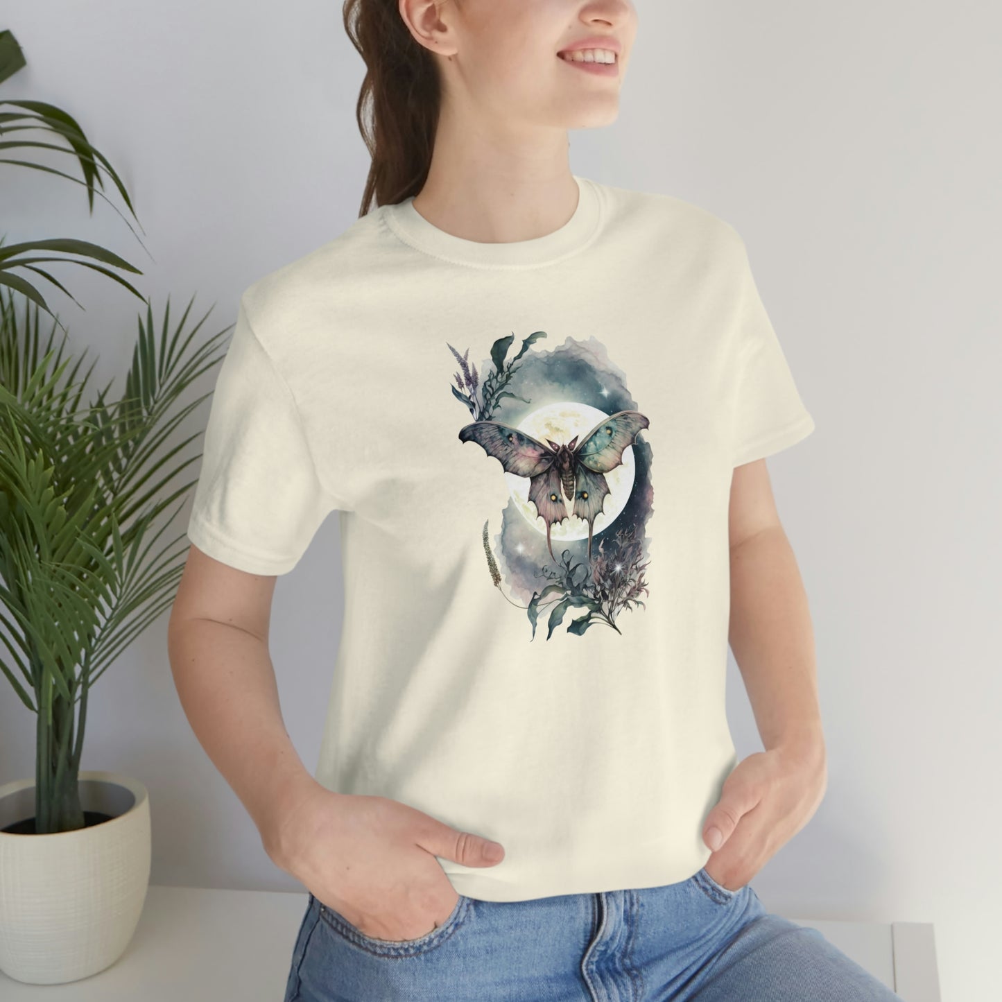 Moth Moonlight Print, Jersey Short Sleeve Tee