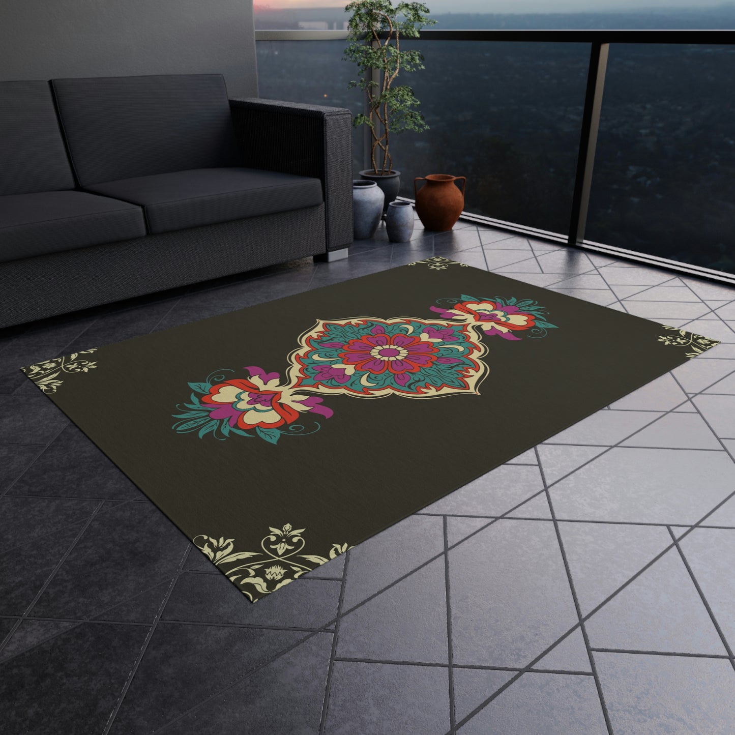 Mandela Print Outdoor Rug