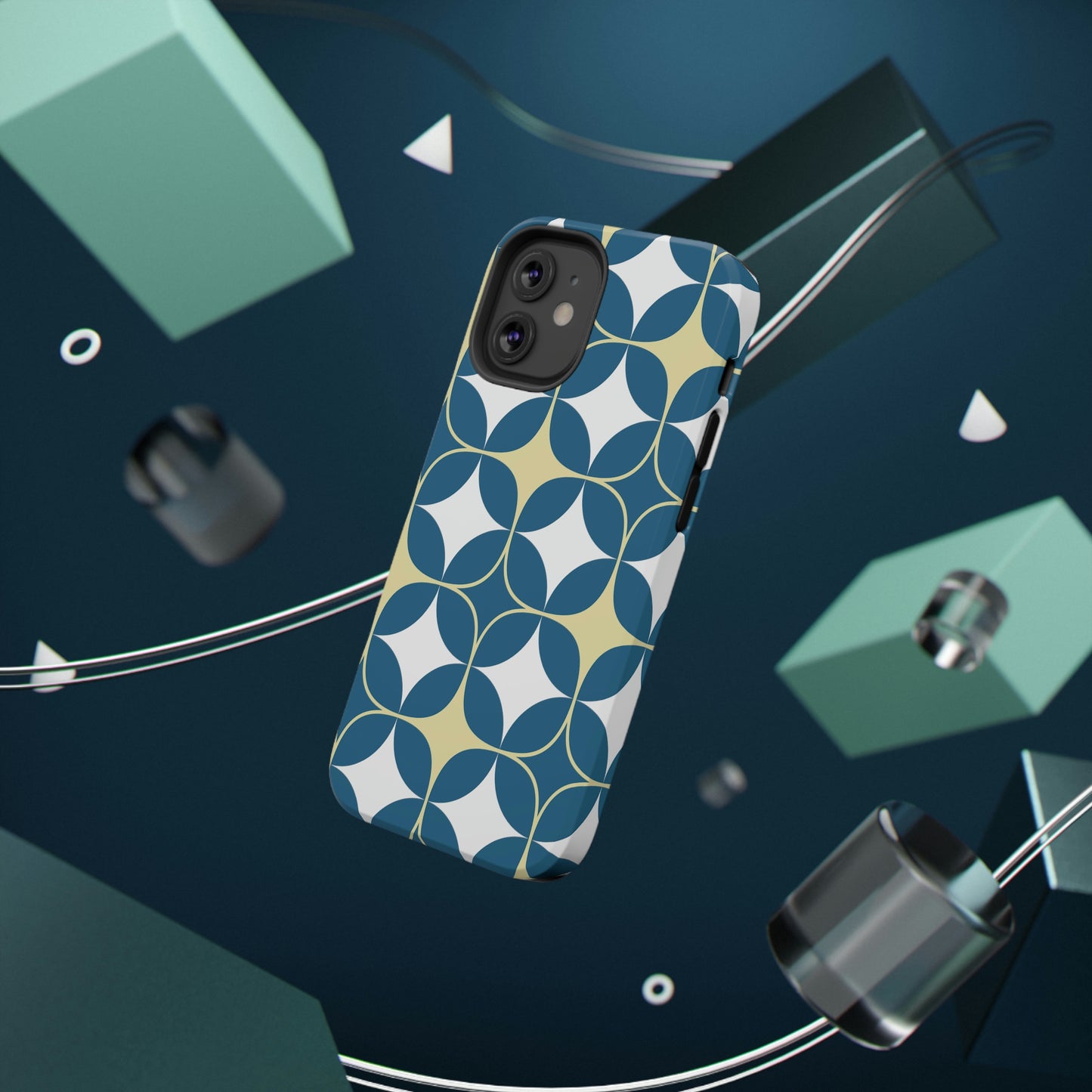 Geometric Blue Print Impact-Resistant Cases