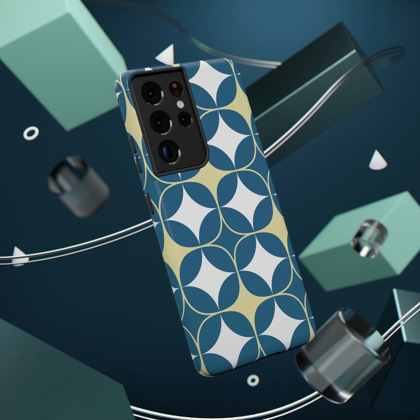 Geometric Blue Print Impact-Resistant Cases