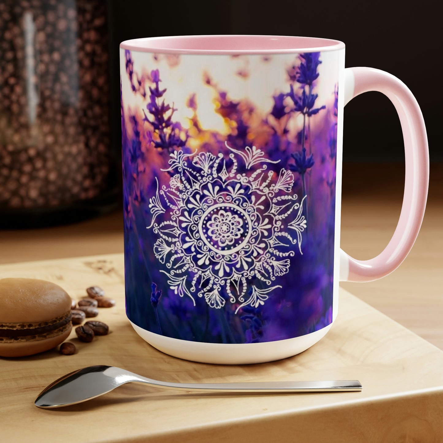 Sunrise Lavander  Two-Tone Coffee Mugs, 15oz
