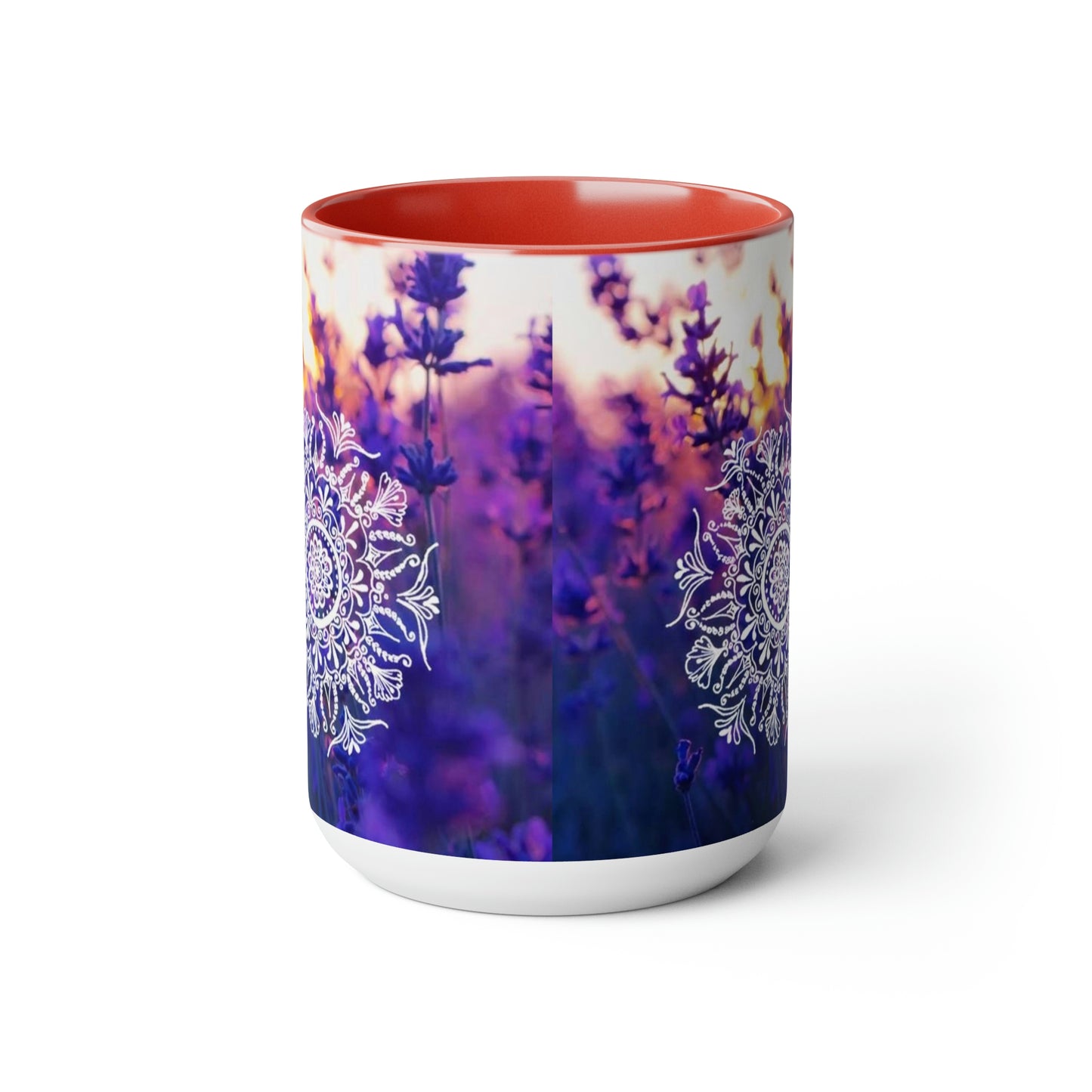 Sunrise Lavander  Two-Tone Coffee Mugs, 15oz