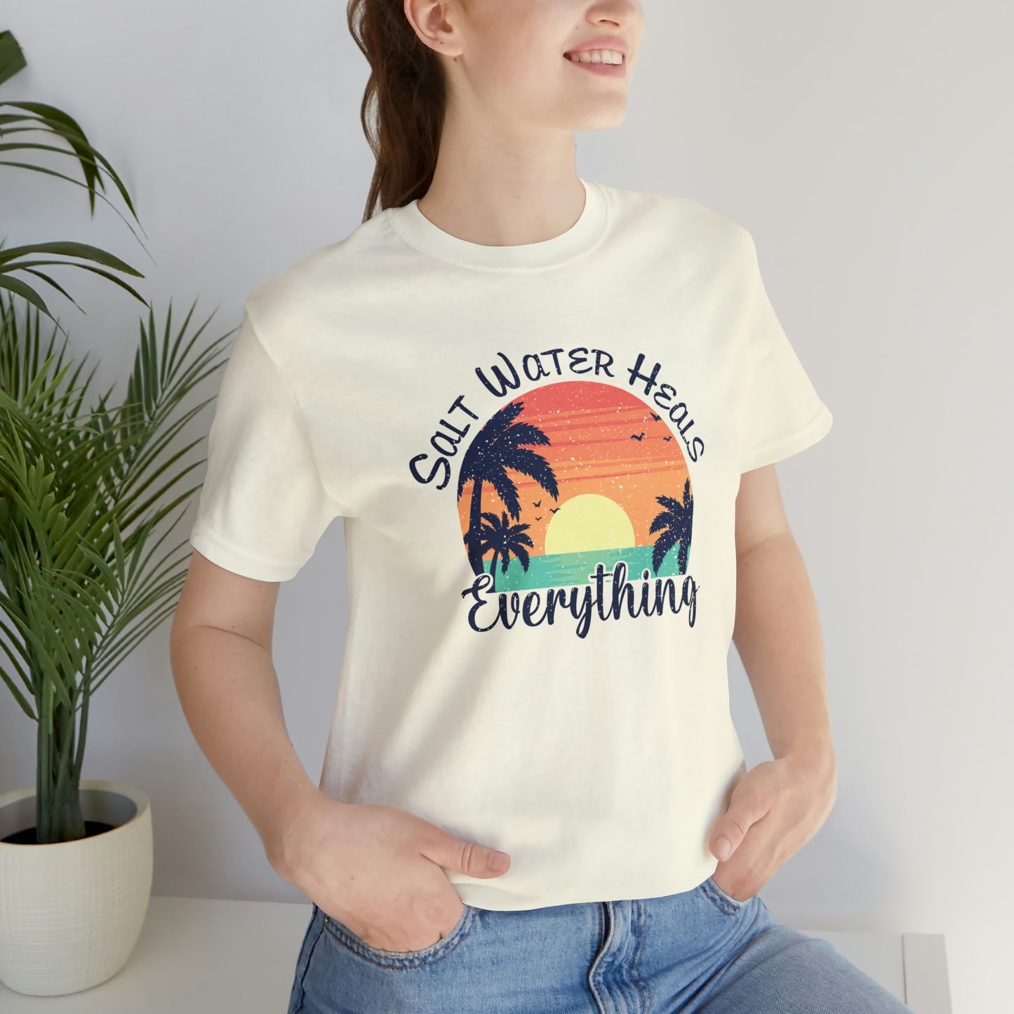 Saltwater Heals Everything Print Jersey Short Sleeve Tee