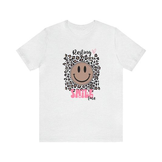 Resting Smile Face Print Jersey Short Sleeve Tee