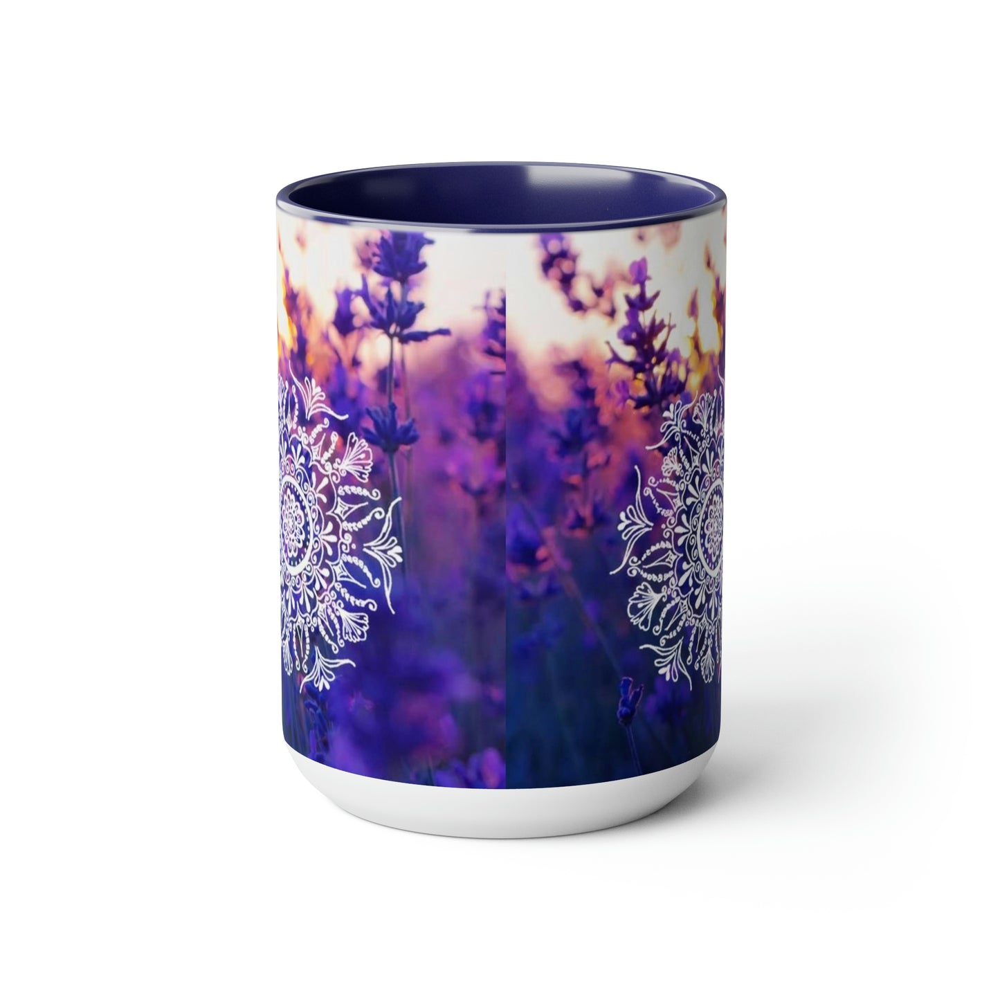 Sunrise Lavander  Two-Tone Coffee Mugs, 15oz