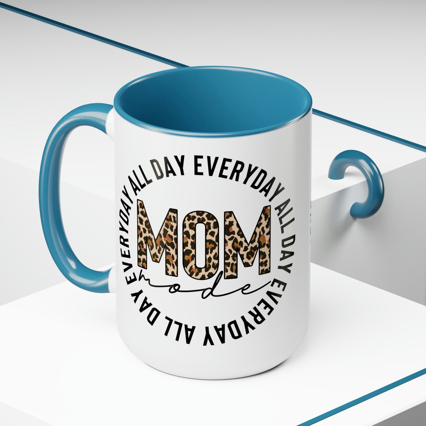 Mom Mode All Day Everyday Two-Tone Coffee Mugs, 15oz