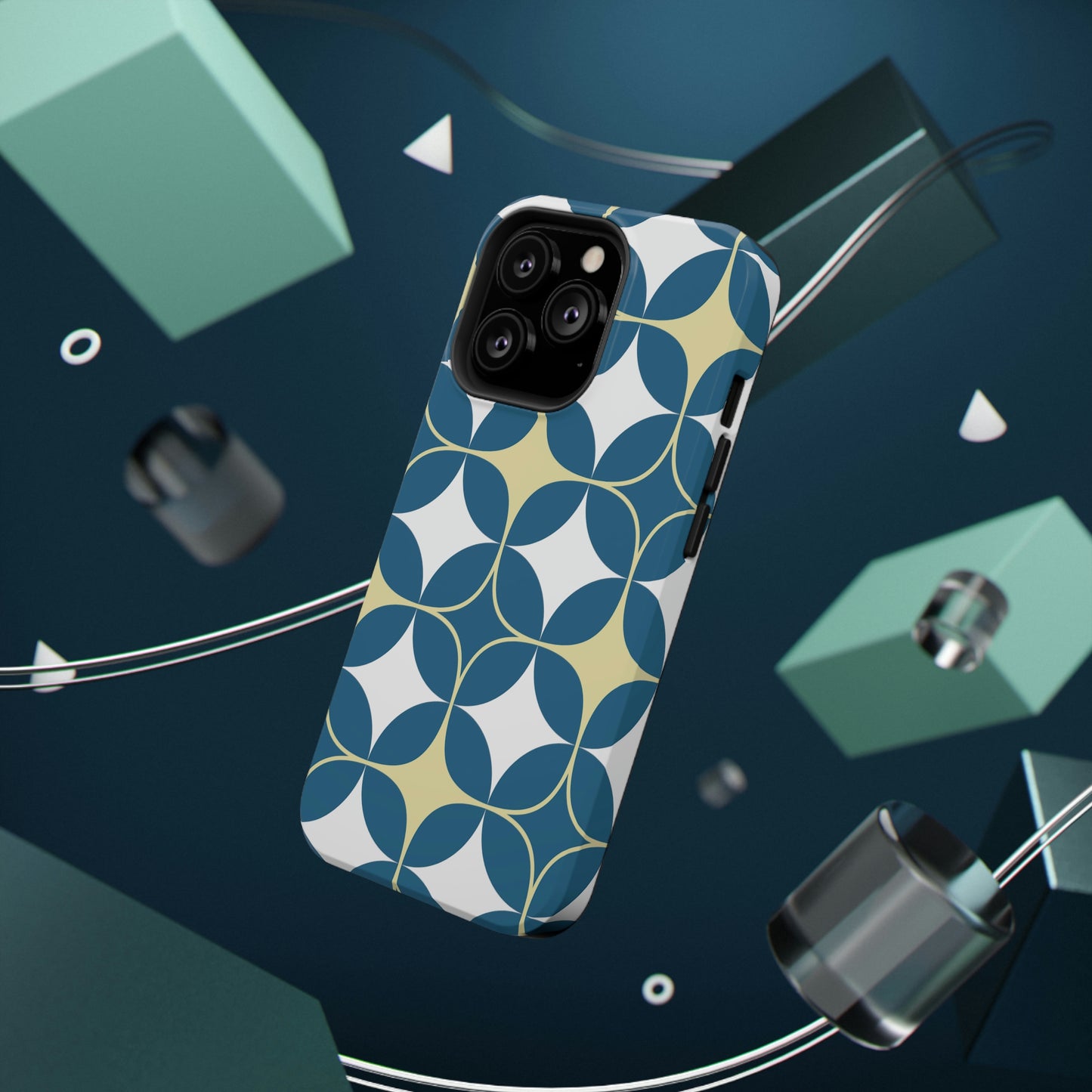 Geometric Blue Print Impact-Resistant Cases