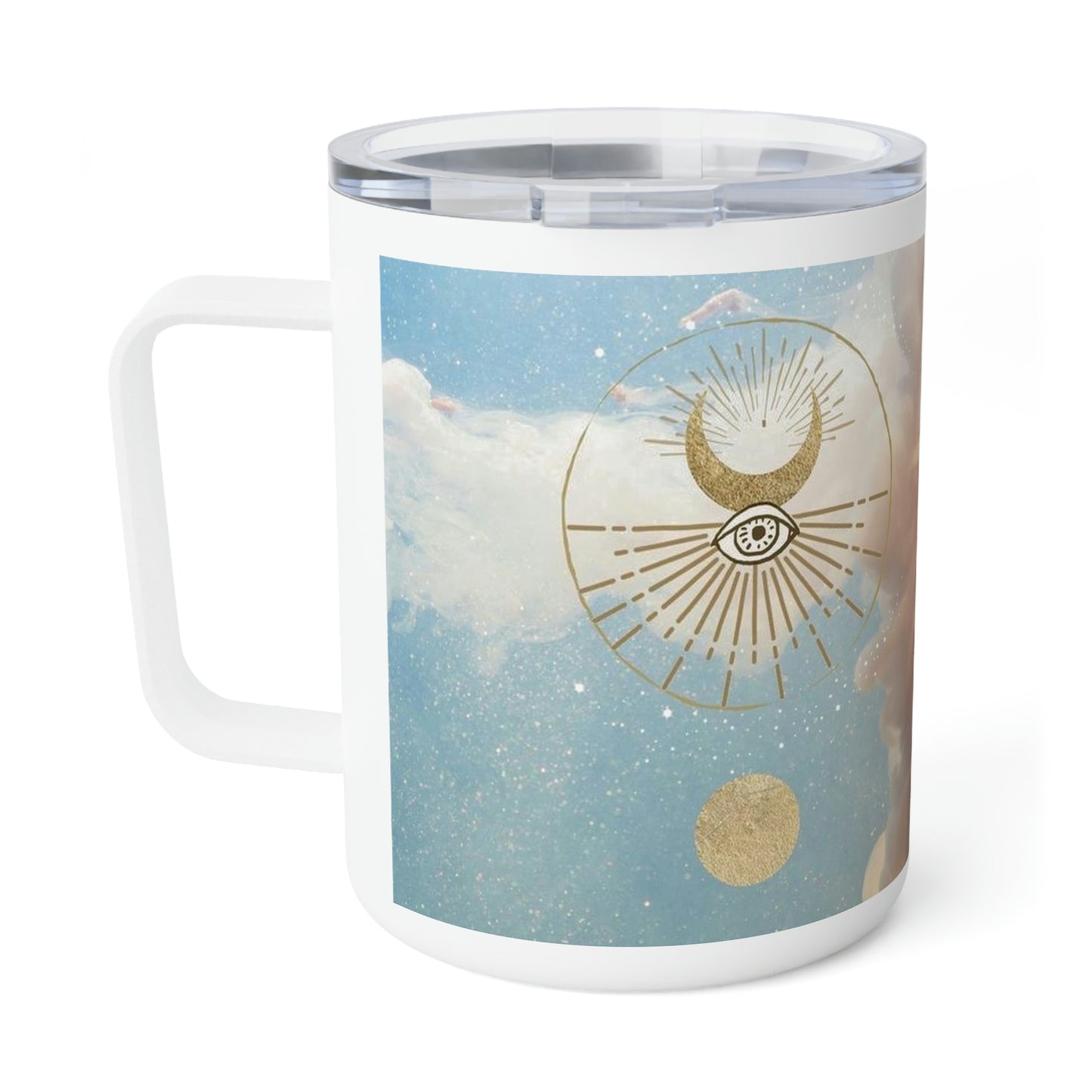 Evil Eye Smoke Print Insulated Coffee Mug, 10oz