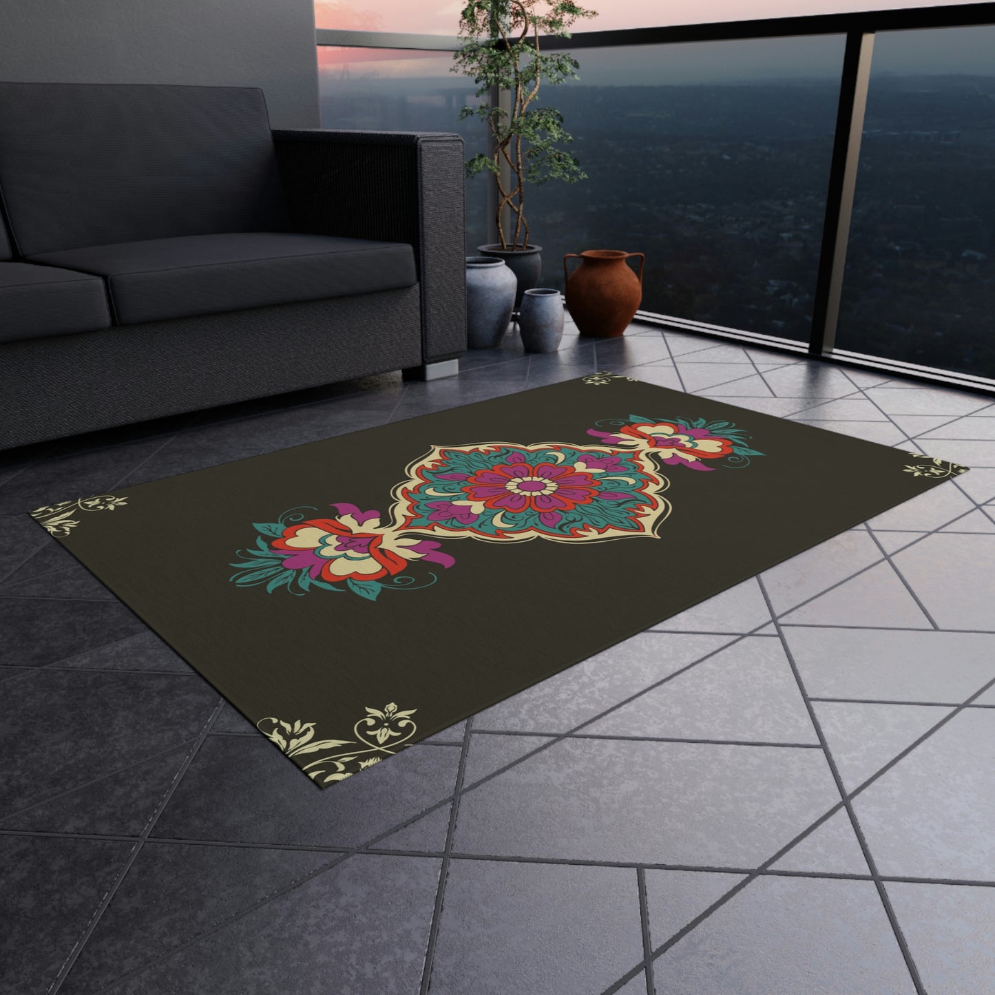 Mandela Print Outdoor Rug