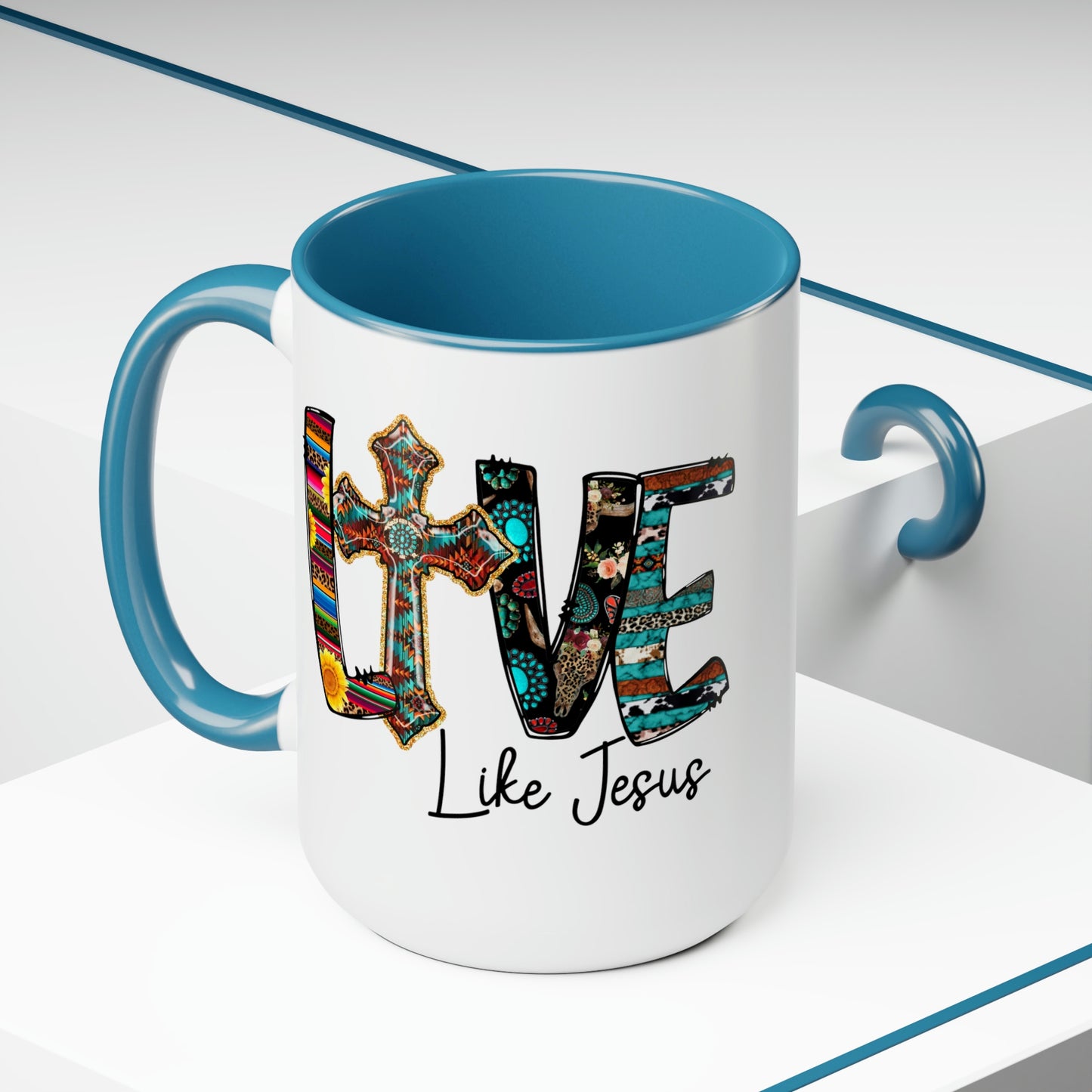 Live Like Jesus Two-Tone Coffee Mugs, 15oz