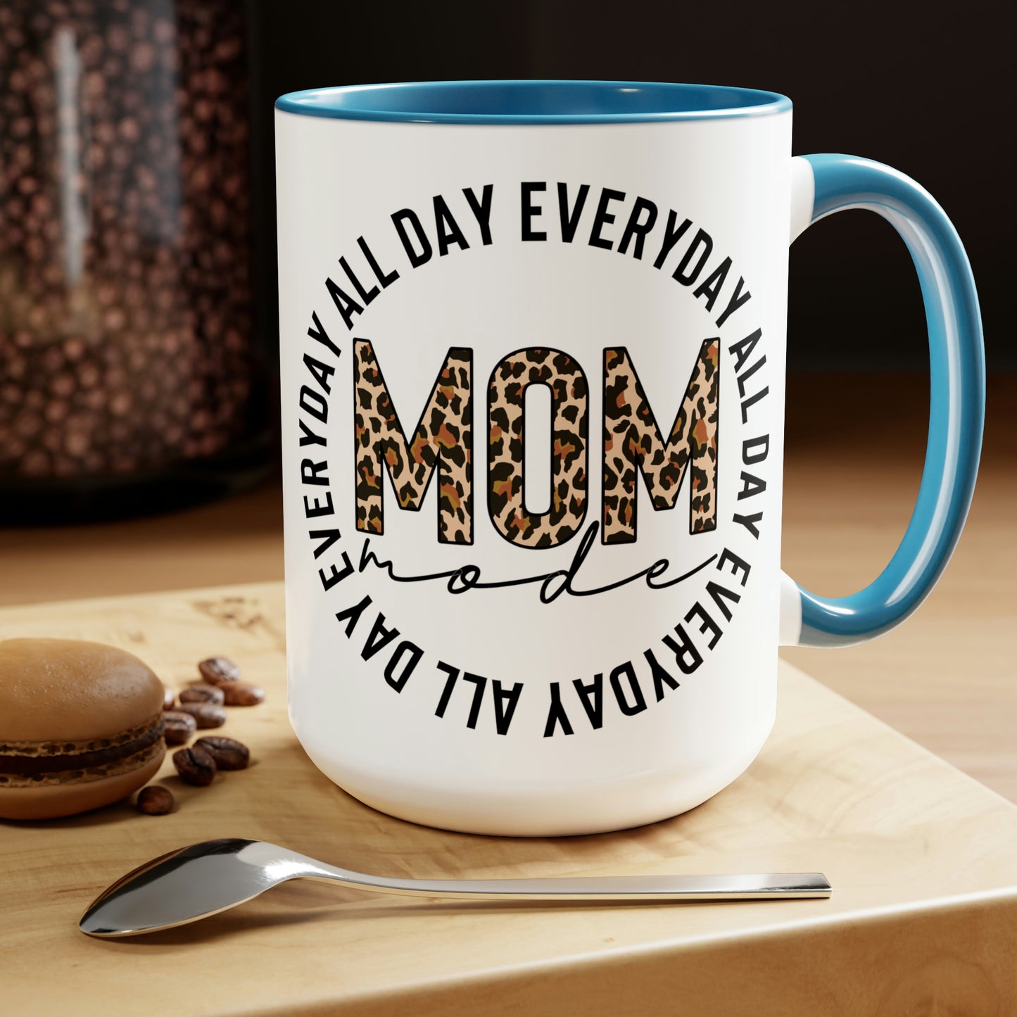 Mom Mode All Day Everyday Two-Tone Coffee Mugs, 15oz