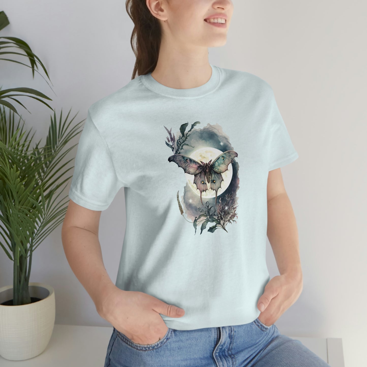 Moth Moonlight Print, Jersey Short Sleeve Tee