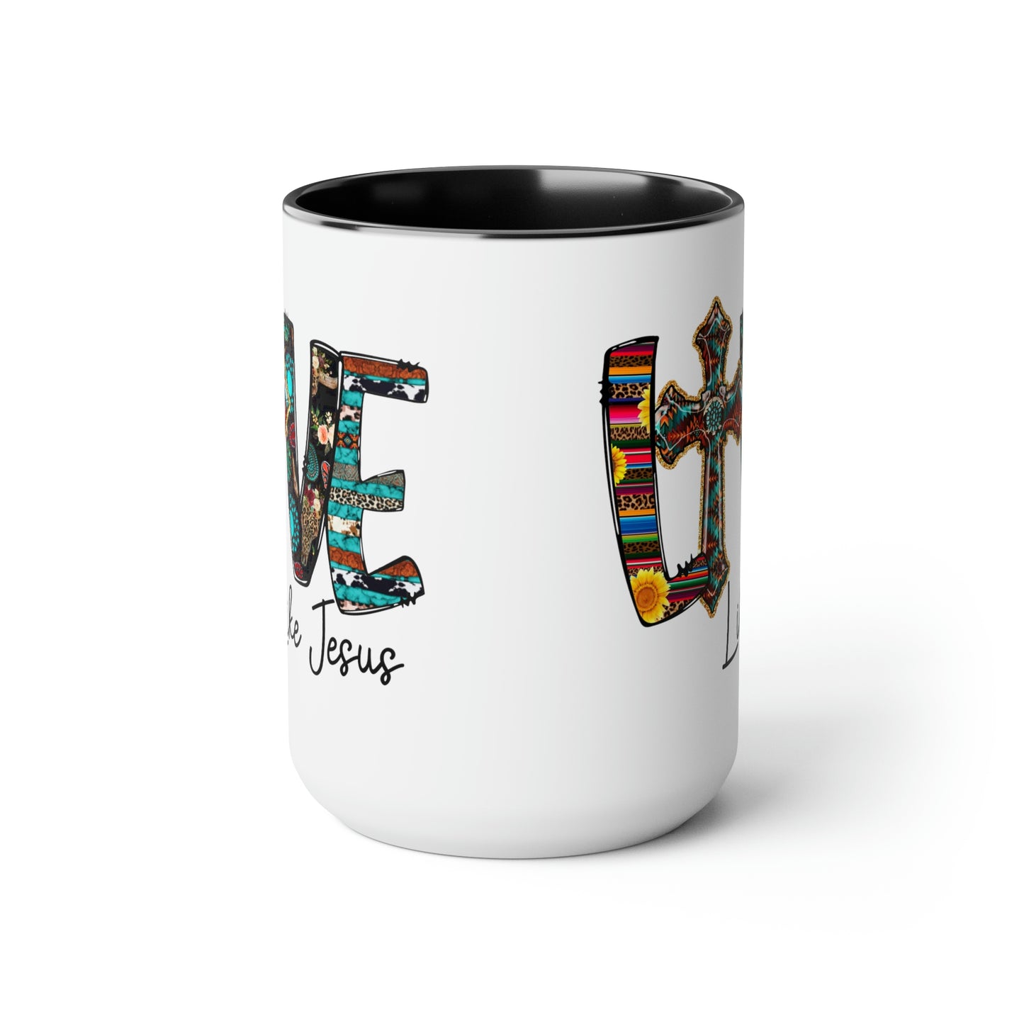 Live Like Jesus Two-Tone Coffee Mugs, 15oz