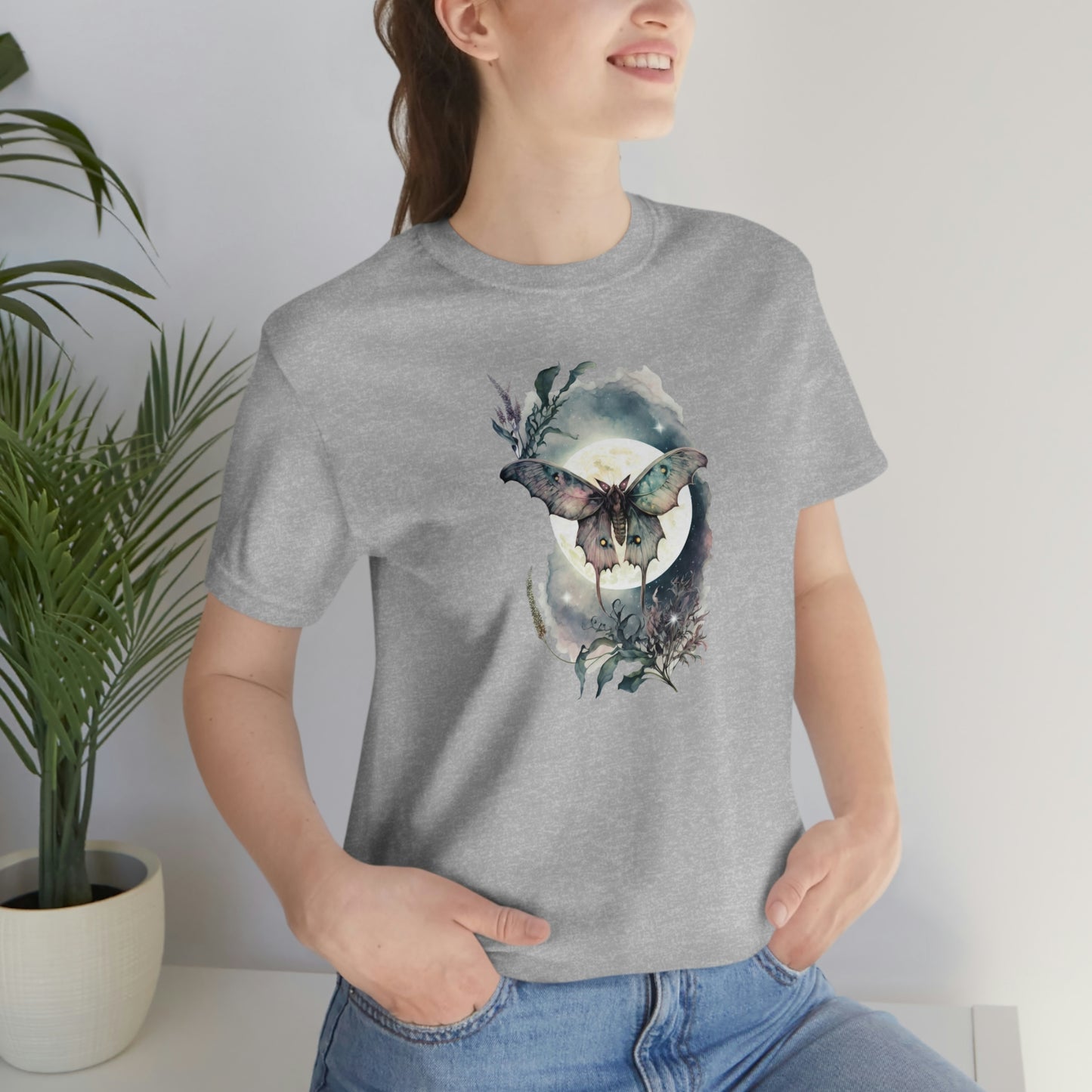 Moth Moonlight Print, Jersey Short Sleeve Tee
