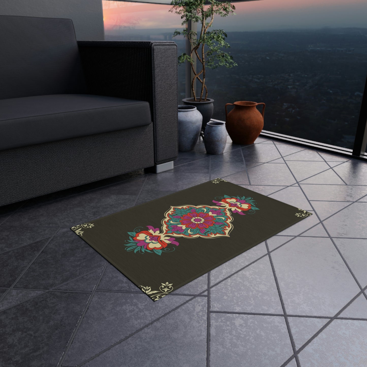 Mandela Print Outdoor Rug