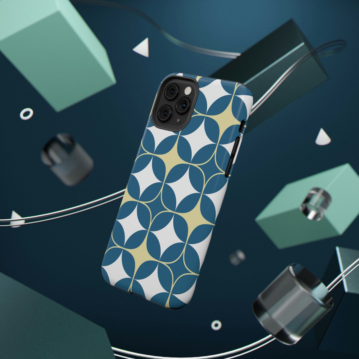Geometric Blue Print Impact-Resistant Cases